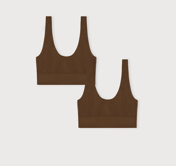 organic basics Smooth Bralette 2-Pack Walnut