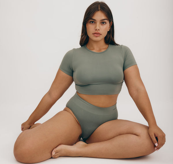 Organic Basics Smooth Crop Tee Seaweed