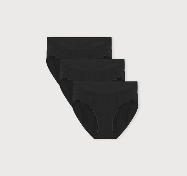 organic basics Smooth High-Leg Briefs 3-Pack Black