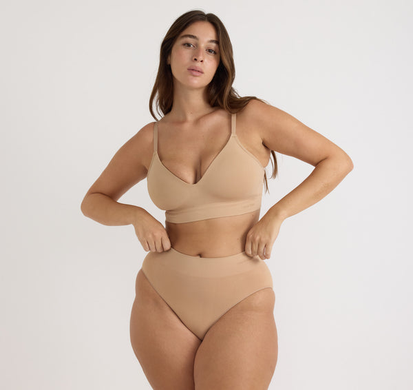 organic basics Smooth High-Leg Briefs Hazelnut