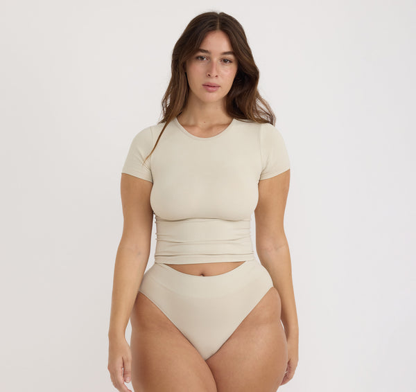organic basics Smooth High-Leg Briefs Sandstone