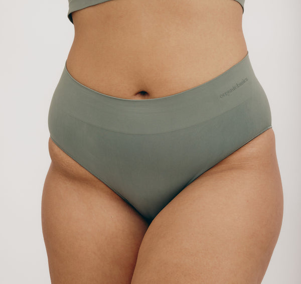 Organic Basics Smooth High-Leg Briefs Seaweed