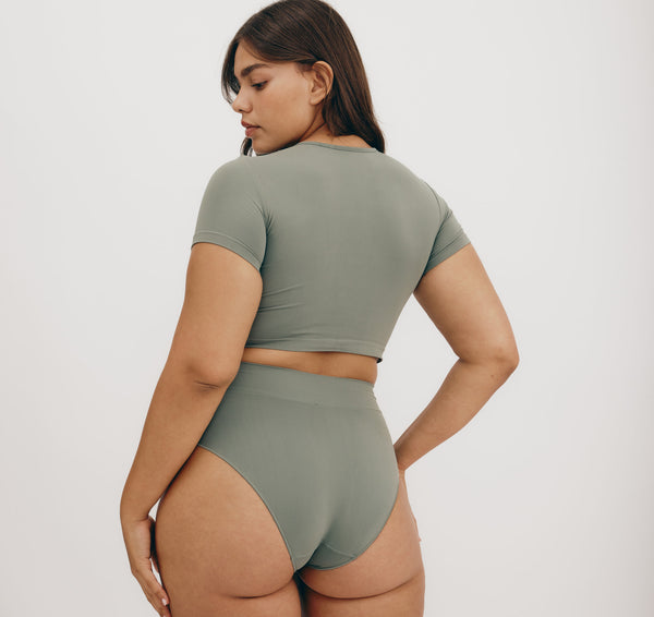 Organic Basics Smooth High-Leg Briefs Seaweed