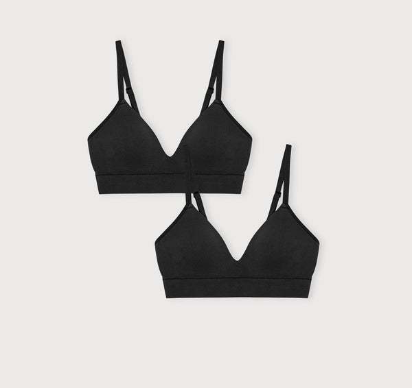 organic basics Smooth Padded Bra 2-Pack Black