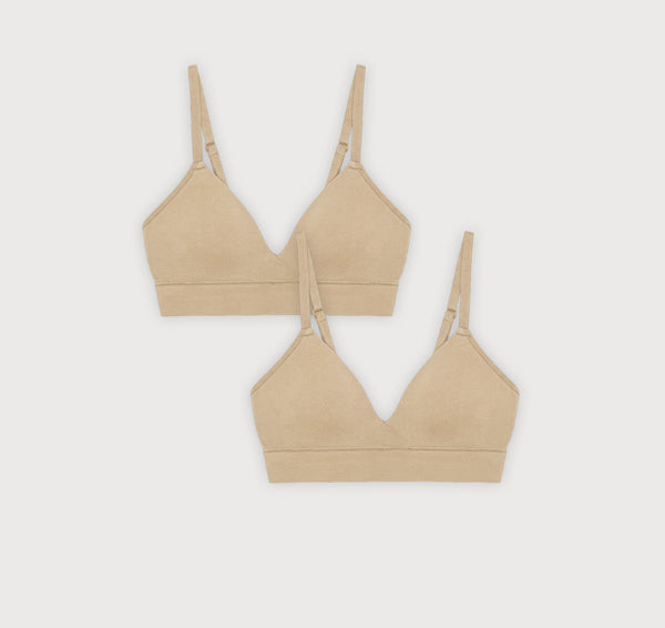 organic basics Smooth Padded Bra 2-Pack Hazelnut