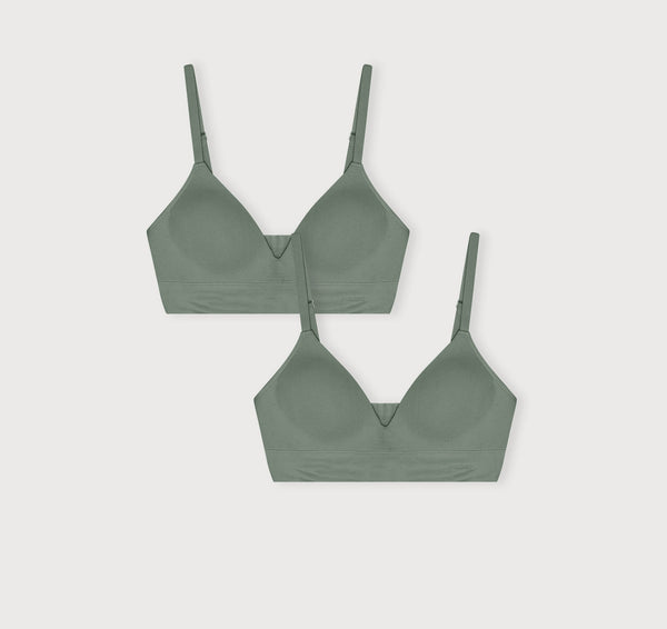 organic basics Smooth Padded Bra 2-Pack Seaweed