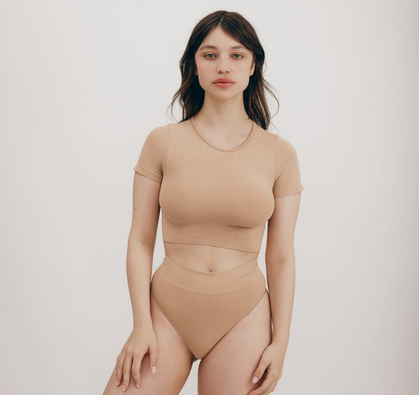 Organic Basics Smooth Thong 3-Pack Hazelnut