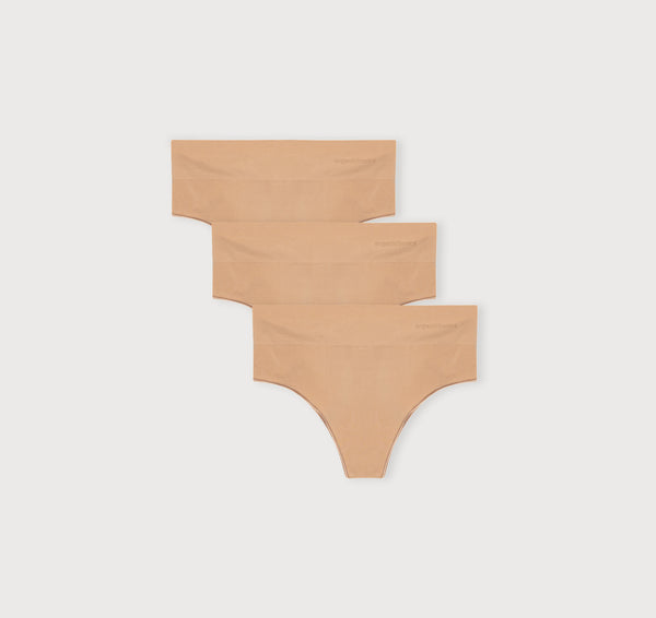 organic basics Smooth Thong 3-Pack Hazelnut