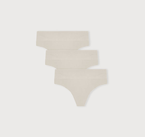 organic basics Smooth Thong 3-Pack Off White