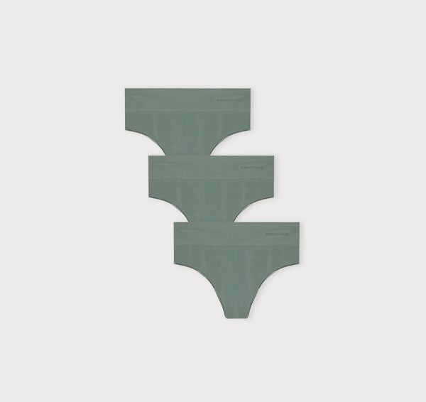 organic basics Smooth Thong 3-Pack Seaweed