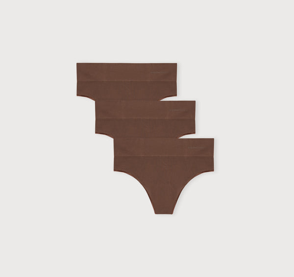 organic basics Smooth Thong 3-Pack Walnut