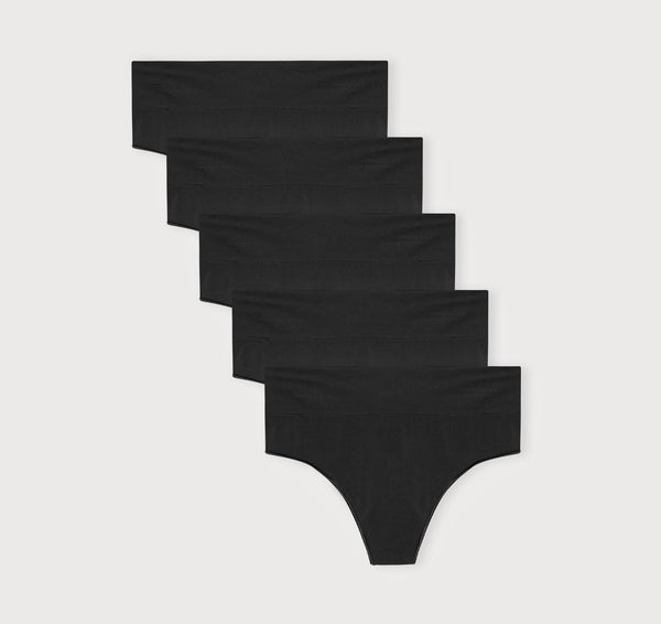 organic basics Smooth Thong 5-Pack Black