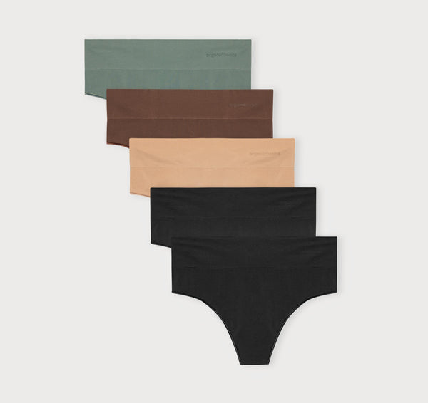organic basics Smooth Thong 5-Pack Seaweed