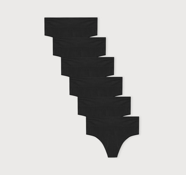 organic basics Smooth Thong 6-Pack Black