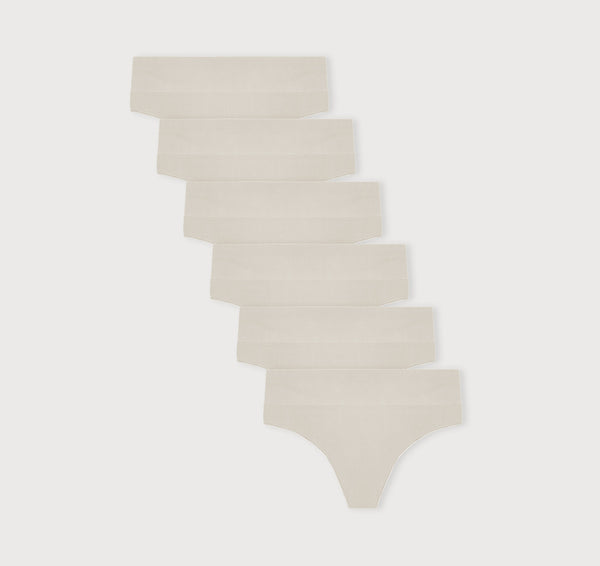 organic basics Smooth Thong 6-Pack Off White