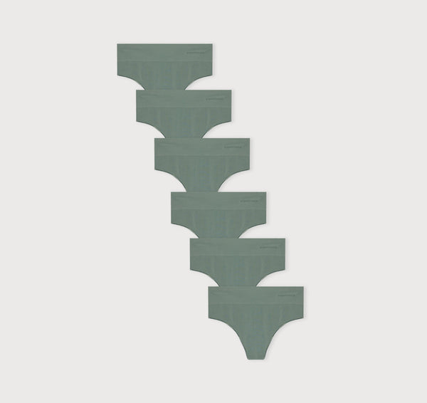 organic basics Smooth Thong 6-Pack Seaweed