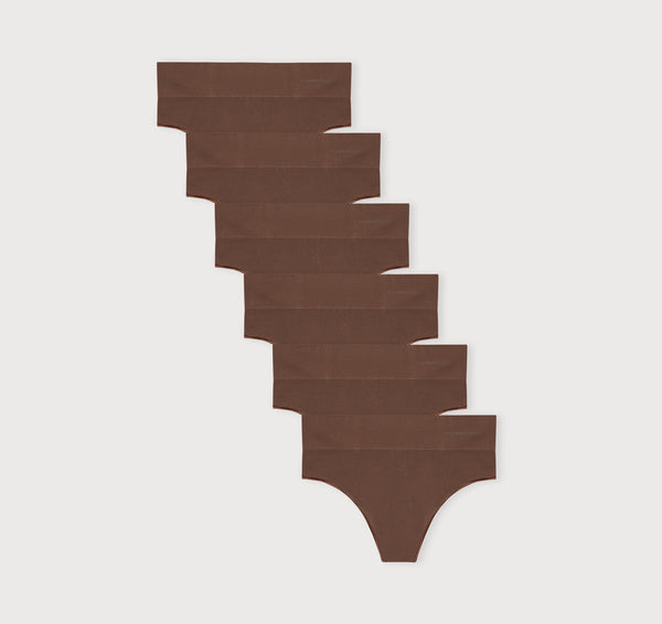 organic basics Smooth Thong 6-Pack Walnut