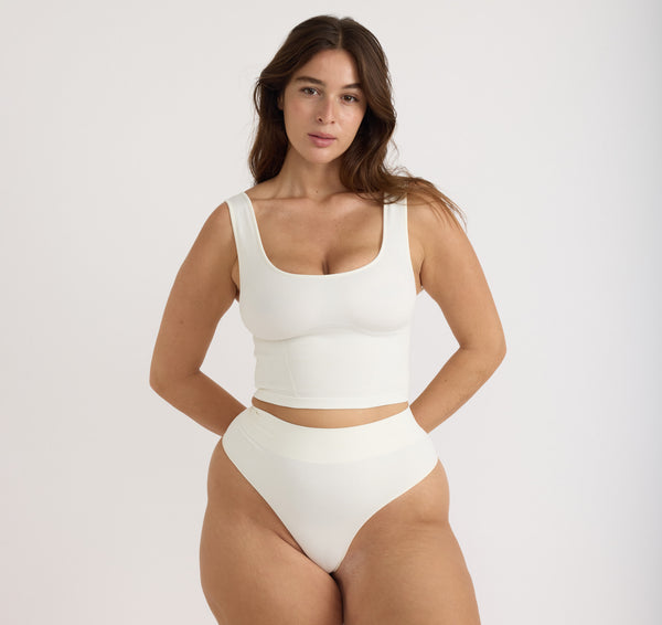 organic basics Smooth Thong Off White