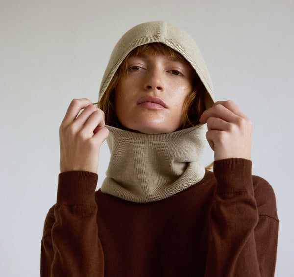 organic basics Soft Knit Balaclava Nutmeg