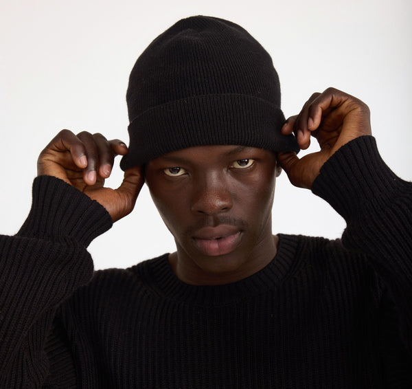 Organic Basics Soft Knit Beanie Black