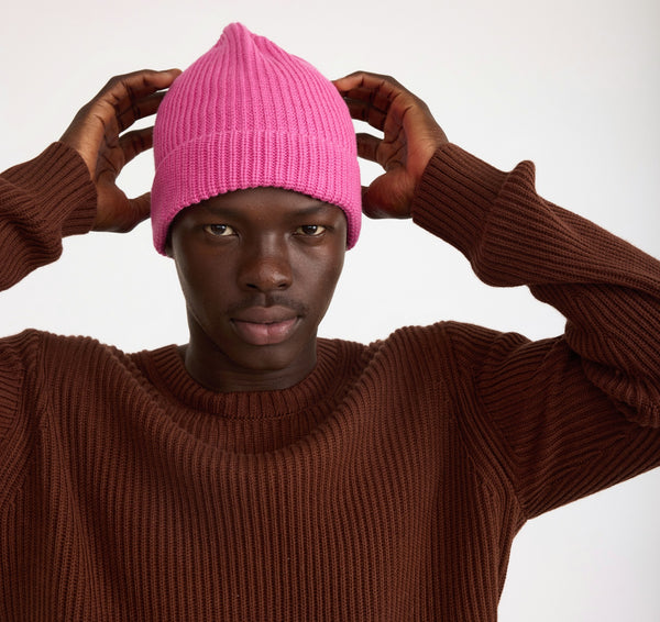 Organic Basics Soft Knit Fluffy Beanie Pink