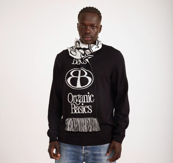 Organic Basics Soft Knit Jacquard Scarf Black