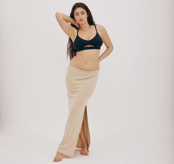 organic basics Soft Knit Maxi Skirt Sandstone