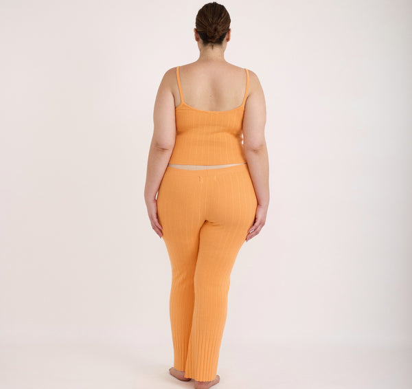 Organic Basics Soft Knit Rib Flare Pants Papaya
