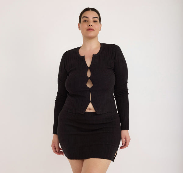 organic basics Soft Knit Rib Mini Skirt Black