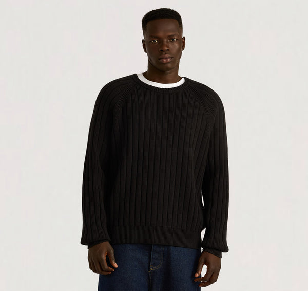 Organic Basics Soft Knit Rib Raglan Sweater Black