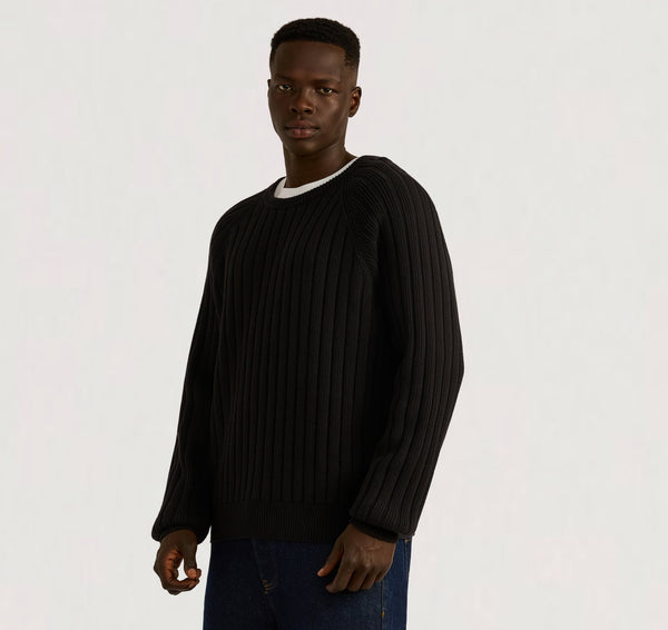 organic basics Soft Knit Rib Raglan Sweater Black