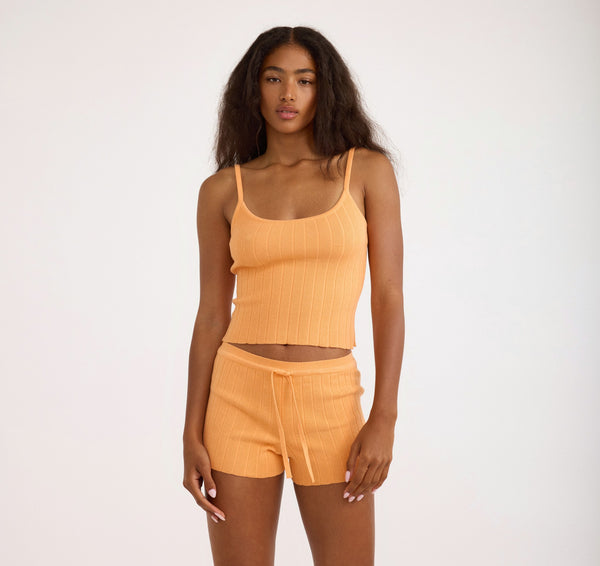 Organic Basics Soft Knit Rib Shorts Papaya