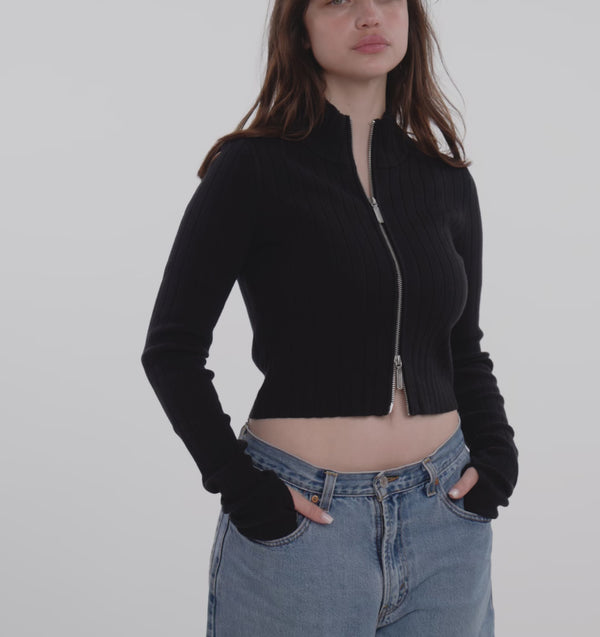 Organic Basics Soft Knit Rib Track Jacket Black