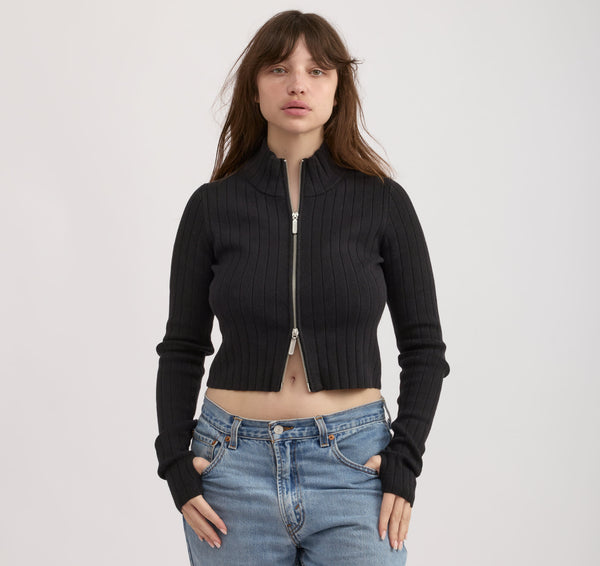 organic basics Soft Knit Rib Track Jacket Black
