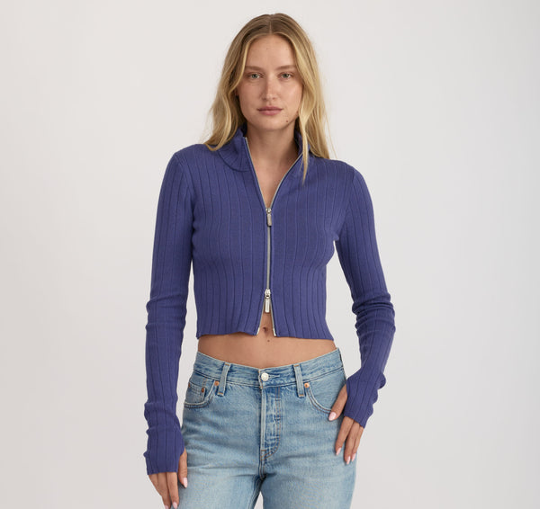 Organic Basics Soft Knit Rib Track Jacket Eclipse