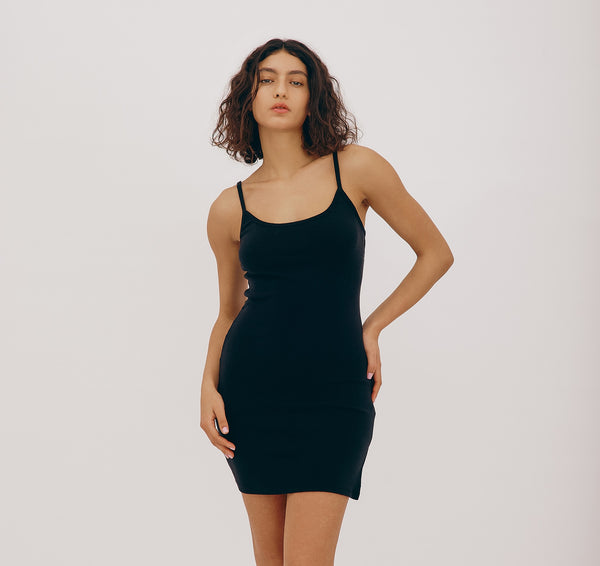 organic basics Soft Knit Slip Dress Black