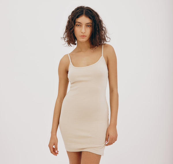 Organic Basics Soft Knit Slip Dress Sandstone