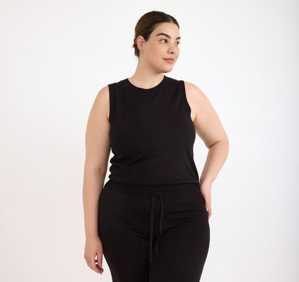 organic basics Soft Knit Sweater Vest Black