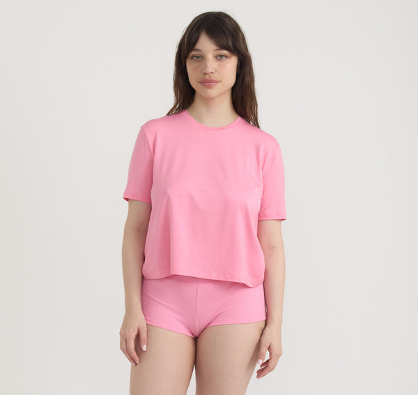 organic basics Soft Touch Boxy Tee Tulip Pink