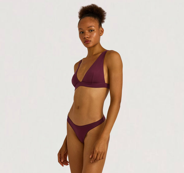 organic basics Soft Touch Veil Plunge Bralette Fig