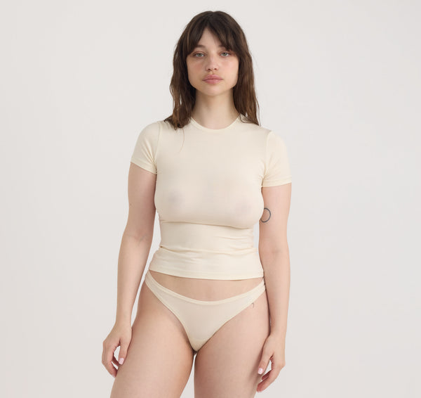 organic basics Soft Touch Veil Thong Soft Vanilla