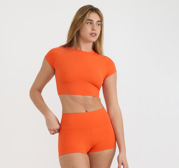 organic basics Swim Crop Tee Blood Orange