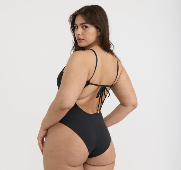 Organic Basics Swim Open Back One-Piece Black