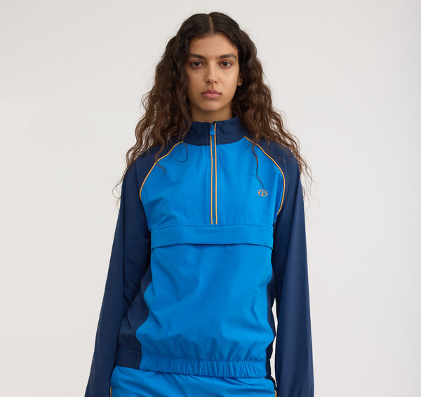 organic basics Track Half Zip Jacket Azure Blue