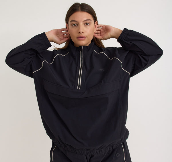 Organic Basics Track Half Zip Jacket Black