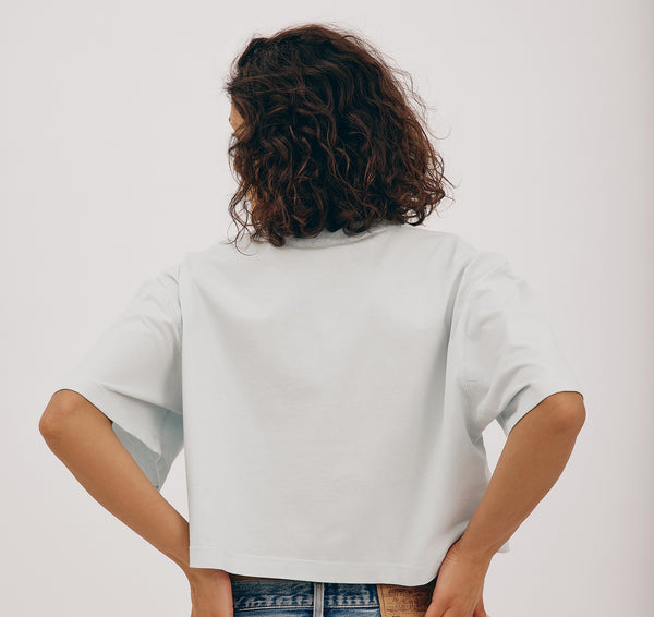 Organic Basics True Boxy Crop Tee Light Blue