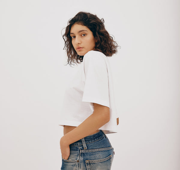 Organic Basics True Boxy Crop Tee White