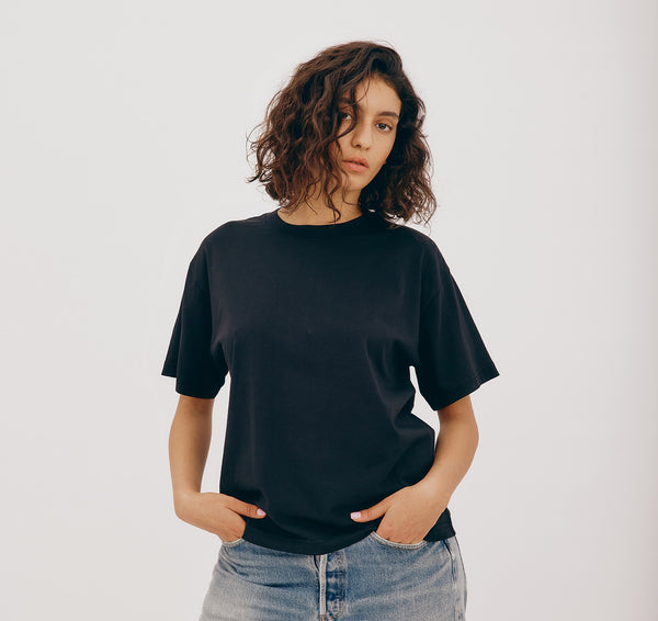 organic basics True Boxy Tee Black