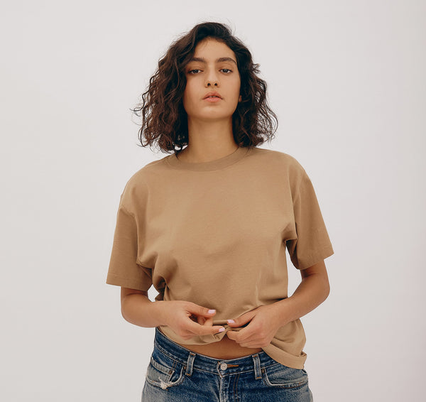 organic basics True Boxy Tee Hazelnut