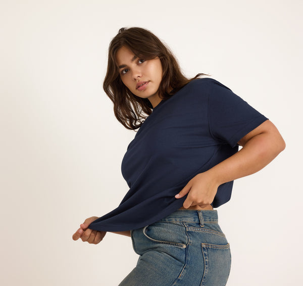 Organic Basics True Heavy Boxy Tee Deep Navy